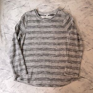 Grey Textured Long Sleeve Top L